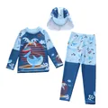 Détail de l'ensemble de bain enfant trois pièces avec motifs requins et palmiers - 2XL (110-120cm, 39-47) / Requin de l'Océan (D2818-5YT Poisson Sautant)