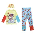 Detailed flat lay of kids' three-piece long sleeve swimsuit with astronaut print - 2XL / Moon Boy Style