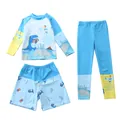 Dettaglio del costume da bagno bimbo 3 pezzi con stampa dinosauro e maglia a maniche lunghe - Dinosauro intorno alla terra (D87-17MZ)