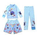 Costume da bagno tre pezzi protezione solare per bambini con stampe di astronauti - Superman dello spazio (p87-31BY)