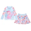 Detalle de traje de baño de dos piezas para niñas con manga larga y falda de tul - XL (100-110cm, 16-19.5kg) / Top Y Pantalón / Estilo de Baile de Ensueño (D2410-12BZ)