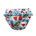Baby Mädchen wasserdichte Schwimmwindel mit hellblauem Fruchtprint und Rüschenbund - XL (13-17 jin) / Unterteile / Seeblaues Ananas-Wassermelonen-Muster (689)