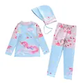 Maillot de bain trois pièces pour filles avec motifs licorne et arc-en-ciel anti-UV - Licorne Bleue de Rêve (D2815-1YT)