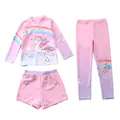 Ensemble de bain trois pièces pour enfants avec haut licorne à manches longues et pantalon - Licorne Nuage Coloré (84-50)