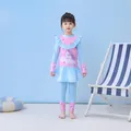 Costume da bagno tre pezzi bambina a maniche lunghe con stampa unicorno e volant - XL (100-110cm) / Spirito (D231230-1YT)