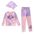 Détail du maillot de bain 3 pièces sirène pour enfant avec haut à manches longues - Sirène Mer et Ciel Bleue (DCM2815-8BW)