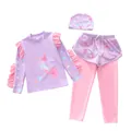 Detaillierte Ansicht des Mädchen-UV-Schwimmsets mit Meerjungfrau-Druck und Rüschensaum - 2XL / Märchen-Meerjungfrau