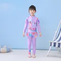 Girls long sleeve mermaid swimsuit set with purple sun protection top and leggings - 2XL / Stunning