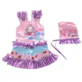 Rosa Meerjungfrau Einteiliger Badeanzug und Schleifenmütze für kleine Mädchen Schwimmen - S (70-80cm) / Set / Perlmutt-Meerjungfrau-Stil (CM2025-2XY)