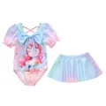 Detalle de traje de baño de dos piezas para niña con unicornio, degradado rosa y azul - 2XL (110-120cm) / Conjuntos / Nieve Orgullosa (CM2505-3BW)
