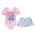 Bañador de dos piezas para niña con top degradado de sirena y falda de caracolas - 2XL (110-120cm) / Conjuntos / Elfo del Océano (CM2505-4BW)