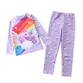 Ensemble de maillot de bain à manches longues pour filles avec imprimé licorne mauve - 2XL / Style Licorne Arc-en-ciel Violet