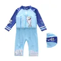 Drijvend zwempak voor kinderen met haaienpatroon en bijpassende badmuts in blauw - L / Bliksemhaai (D2390-7MZ)