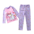 Maillot de bain deux pièces rose licorne à manches longues pour enfant en tissu élastique - 2XL / Style Licorne Amusant Rose Violet