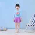 Mädchen Langarm-Badeanzug mit Meerjungfrau-Print und lila Rock für Kinder am Strand - 2XL / Cyan Spleißen