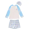 Flachbild von 3-teiligem Kinder-Badeanzug-Set mit Dinosaurier-Print und blauem Karo - L / Blau-Weiß Dinosaurier (Vollfutter)