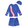 Flachbild von dreiteiligem Jungen-Badeanzug-Set mit Bären-Grafik und Eiscreme-Prints - L / Navy Eiscreme (Vollfutter)