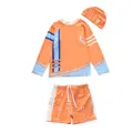 Dweiteiliges Jungen-Schwimmset mit Langarmshirt, Badehose und Badekappe in Orange - L / Orangegelb Segelboot (Vollfutter)