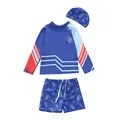 Detailansicht des 3-teiligen Kinder-Langarm-Badeanzugs mit Astronauten- und Weltraummotiv - L / Navy Weltraum (Vollfutter)