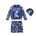 Dreiteiliges Jungen-Auftriebs-Schwimmset mit Dinosaurier-Prints und Badekappe inklusive - L / Fahrrad Dinosaurier (CM241202-1BZ)
