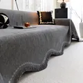 Copridivano in ciniglia grigio con bordi ondulati e nappe per un arredamento moderno - Stile Nappe Festonate Meirui - Grigio / 180*130