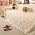 Funda de sofá gruesa de terciopelo crema con textura densa y elegante diseño de punto - 180x130cm / Blanco Roto