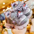 Toddler walking shoes in pink mesh with star patch and cartoon horse charm for stability - EU 17 / Purple