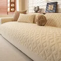 Copridivano trapuntato color panna con trama a rombi e cuscini in morbido velluto - 70*70cm / Bordo Dritto Semplice - Bianco Sporco