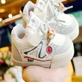 Breathable baby toddler shoes in cream white with non-slip rubber soles and mesh design - Size 23 (15CM) / Gray