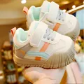 Breathable multi-color baby walking shoes with anti-slip rubber sole and velcro straps - Size 21 (13.5cm) / Gray