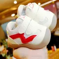 Breathable baby walking shoes with non-slip soft soles and double hook and loop straps - Size 16 (Inner Length 12cm) / Red
