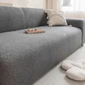 Copridivano impermeabile in pile teddy grigio scuro con morbido tessuto bouclé - Posto Singolo / grigio scuro