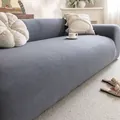 Copridivano spesso blu navy in pile polare con vestibilità elastica integrale per inverno - 1 Posto (90cm-140cm) / grigio scuro
