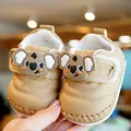 Soft-sole anti-slip baby shoes featuring a cute khaki koala doll with velcro strap - Size 14 (Inner Length 10.5CM) / Khaki