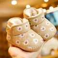Infant winter shoes with non-slip soft soles and warm fleece lining for baby walkers - Size 13 (Inner Length 10.5CM) / Khaki