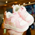 Toddler pink winter shoes with cat paw design and thick warm fleece lining for girls - Size 20 (Inner Length 14cm) / Pink
