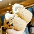 Winter khaki baby shoes with warm plush lining and panda design for infants - Size 14 (Inner Length 10.5CM) / Khaki