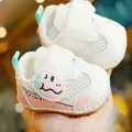 Infant walking shoes with breathable mesh and pink cartoon dinosaur in soft-sole style - Size 15 (Inner Length 11.5CM) / Pink