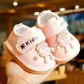 Pink toddler walking shoes with cartoon character and soft non-slip rubber sole - Size 15 (Inner Length 11CM) / Pink