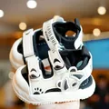 Panda themed baby summer sandals with soft non-slip rubber soles and velcro straps - EU 16 / Black