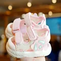 Pink and beige baby girl summer sandals with cute cartoon decor and non-slip soft sole - EU 20 / Pink