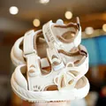Toddler summer sandals with cute bear design and anti-slip rubber soles in cream brown - EU 16 / Dark Brown