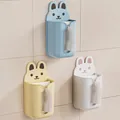Wandmontage schattige konijn tissueboxen in geel, blauw en wit voor opslag in huis - Konijnen Stijl / Citroengeel en hemelsblauw en melkwit