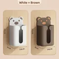 Cute bear wall tissue box set in white and brown plastic, size 25x14x9cm - Bear Style / Cream White And Milk Coffee