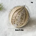 Elegant 8cm champagne foam Christmas ball ornament with glitter sequins and gems - Champagne Woven Gem Decorative Ball / 8cm