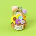 Handmade crochet flower basket with colorful sunflowers and daisy mini potted ornament - Purple Flowers Tulip (Crochet Flower Basket)