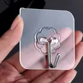Transparent heavy duty adhesive hook with square PVC base and stainless steel hook - 75 Silk Transparent Acrylic Hook