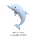 Large matte blue dolphin-shaped foil balloon for ocean-themed birthday party decor - Matte Blue Dolphin