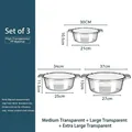 Three-piece set of transparent PP washbasins in medium, large and extra-large sizes - Medium Large and Extra Large Sizes Transparent