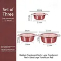 Set of 3 transparent red plastic washbasins in medium, large, and extra large sizes - Medium Large and Extra Large Translucent Red